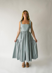 2025 nuevo vestido Maxi de estilo informal para damas primavera Color sólido sin mangas moda cuello en U ajuste y flare vestido Maxi con volantes - Product Image 5