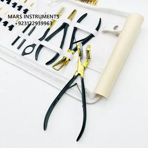 Kit de pinces à cheveux en acier inoxydable, outils essentiels pour extensions de cheveux professionnelles, noir mat avec beige, vente en gros - Product Image 2