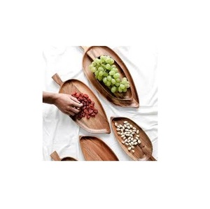 Plateau en bois pour fruits secs et brillant poli et dîner et restaurant Plateau en bois en forme de feuille Decora - Product Image 2