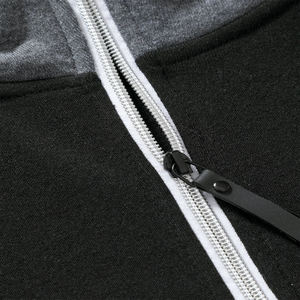 Sudadera con capucha de felpa francesa de algodón de alta calidad para hombre, cremallera de invierno con cordón, manga raglán, parche de bloque de Color, teñido liso - Product Image 6