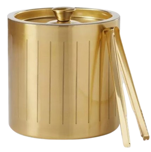 ถังน้ำแข็งทองเหลืองขัดเงาพร้อมฝาปิดและที่คีบ 2 ลิตร/3 ลิตร ถังแช่ไวน์สแตนเลส ถังน้ำแข็งโลหะสไตล์ร่วมสมัยสำหรับบ้าน - Product Image 1