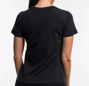 Camiseta de Manga Corta con Cuello Redondo para Mujer, Color Negro, Corte Ajustado, Estilo Casual, 100% Algodón Jersey, Transpirable, para Todas las Temporadas - Product Image 5