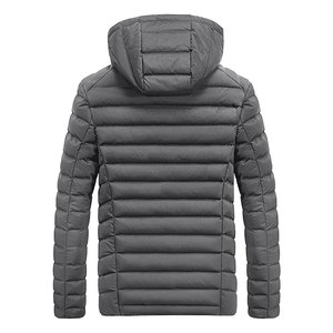 Men's <b>Winter</b> Hooded Stand Collar Puffer <b>Jacket</b> with Front Logo 100% Polyester Zipper Closure - Product Image 2