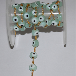Hermosa Cadena de Rosario con Cuentas de Peridoto Verde de 4mm, Cadena de Cuentas Hecha a Mano con Alambre Chapado en Oro para la Creación de Joyería - Product Image 2