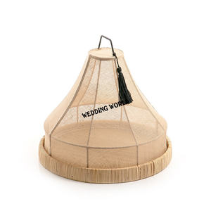 Plateau rond en rotin avec couvercle alimentaire Plateau design fait main de haute qualité Plateau en rotin de table de vente chaude - Product Image 1