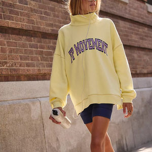 Sudadera de Cuello Alto Reversible con Estampado de Letras Personalizado de Calidad Profesional para Mujer, Sudadera Holgada de Manga Larga, Nueva Colección - Product Image 3