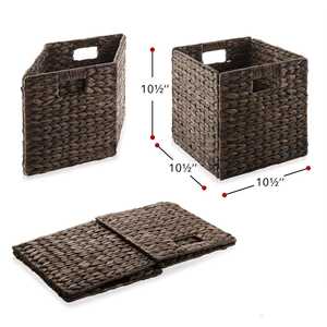 Handwoven Water Hyacinth <b>Wicker</b> Baskets Laundry Totes <b>Storage</b> <b>Cubes</b> Square Collapsible Top Choice <b>Storage</b> Organizers - Product Image 3