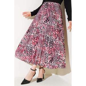 Falda plisada de patrón mixto para mujer con flor de Granada Diseño único y elegante - Product Image 1