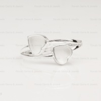 Hochwertiger 925er Sterlingsilber, versilberter 5mm Doppelherz-Halbfassungsring mit leerer Lünettenfassung für Edelstein-, Harz- oder Ascheschmuck