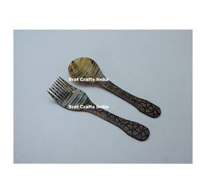 Juego de Cubiertos de Dos Piezas Estilo Nuevo, Cubiertos Reutilizables de Cuerno, Cuchara y Tenedor para Fiestas y Hoteles, Utensilios de Cocina, Herramientas para Servir Ensaladas - Product Image 5