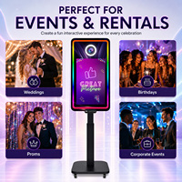 Miroir Magique Électrique Intelligent avec Fonction de Levage, Compatible Appareil Photo et Imprimante, Machine Photobooth Miroir Selfie pour Événements
