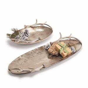 Multipurpose Aluminum Leaf Bowl with Beaded <b>Edge</b> Modern Decorative Dish for Snacks Centerpieces or Gifting Tabletop Style - Product Image 6
