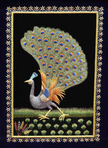 Panel de Pared de Joyas Árabes Zardozi Personalizado, Diseño de Pavo Real, Alfombra Bordada a Mano, Aspecto Real, Decoración de Villa - Product Image 4