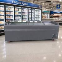 Congélateur îlot de supermarché personnalisé 770L, refroidissement direct, en alliage d'aluminium, contrôle numérique de la température, 3 portes, automatique