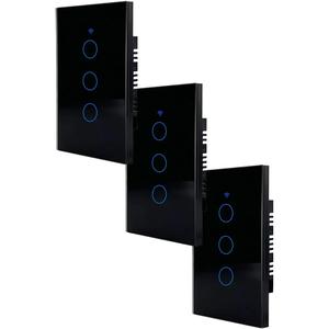 สวิตช์บ้านอัจฉริยะ LED, MXTUM-003, 3 ชิ้น, 3x3 ทาง, 2.4GHz, 100-250V AC, 50-60Hz, 300W ต่อทาง, 10A, สีดำ - Product Image 1