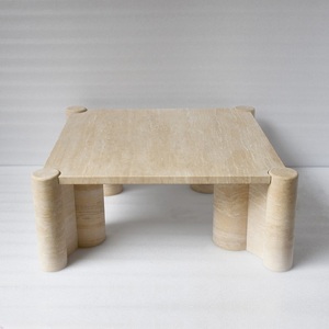 Table à manger et table basse de salon modernes en travertin naturel faites à la main - Product Image 1