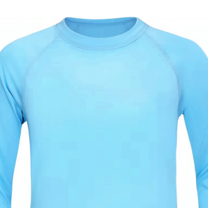 Maillot de compression unisexe bleu clair à manches longues, anti-UV, séchage rapide, écologique, respirant, en polyester, pour enfants - Product Image 2