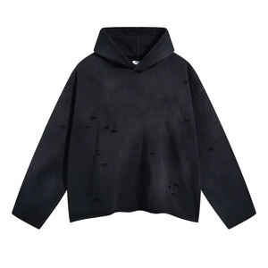 Sudadera con Capucha Extra Grande, Desgastada y Rota, con Lavado Ácido, Personalizada, para Hombre y Mujer, Otoño, 100% Mezcla de Algodón, Transpirable y Ecológica - Product Image 2