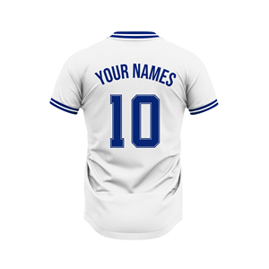 Ensemble de maillots de polo de football à rayures verticales blanches et bleues OEM ODM Vêtements de sport uniformes personnalisés fabriqués au Vietnam - Product Image 2