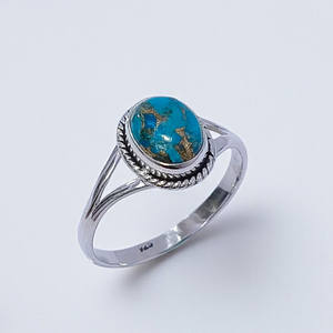 Anillos de Plata de Ley 925 con Turquesa Azul Cobre, Precio al por Mayor, Joyería de Plata - Product Image 2