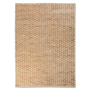 พรมทอมือลายเรขาคณิตสีเบจและสีน้ำตาลจากเส้นใยปอกระเจาและป่าน รุ่น Nomadic Threads สำหรับห้องนั่งเล่นและทางเดินในบ้าน-PDJT-725 - Product Image 1