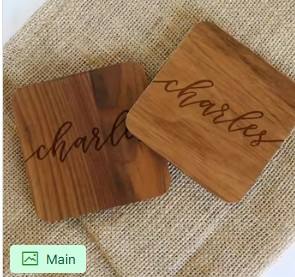 Juego de posavasos de bambú personalizado con nombre de familia y fecha establecida Regalo grabado personalizado para ocasiones especiales - Product Image 2