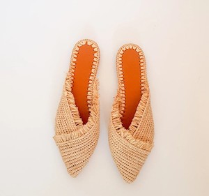 Raffia Shoes, Handmade <b>Slippers</b>, Natural Summer <b>Mules</b>, Moroccan Shoes, High End Raphia Flats, Moroccan Babouch - Product Image 2