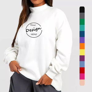Prix FOB de gros, sweat-shirt oversize à col roulé pour femme en coton 100%, manches longues, hiver, avec logo personnalisé, position du logo sur le devant - Product Image 6