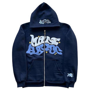 Wholesale High Quality Custom Hoody Zipper Men Full <b>Zip</b> Zipper Puff Print <b>Hoodie</b> Blank Full Face <b>Zip</b> up Men'S <b>Hoodie</b> - Product Image 3