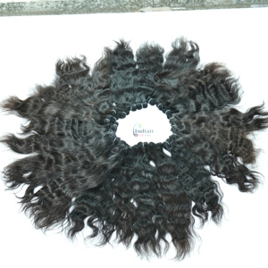 100% paquetes negros crudos de onda Natural sin procesar de un solo donante extensiones de cabello humano indio virgen ondulado barato proveedor de doble trama V - Product Image 3