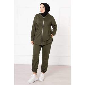 Customizable Logo 2-Piece <b>Khaki</b> Pocket Detail Sports Top <b>Shorts</b> Set Casual Knitting Fabric Knee Length-XS XL <b>for</b> Summer Autumn - Product Image 1