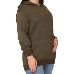 เสื้อมีฮู้ดสำหรับผู้หญิงสีทึบทำจากผ้าฝ้ายที่มีคุณภาพสูงดีไซน์ใหม่ - Product Image 2