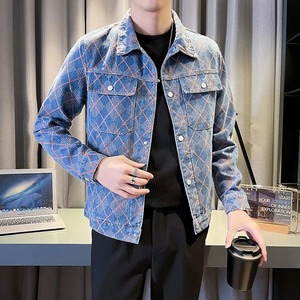 Nuevas Chaquetas vaqueras a cuadros coreanas para hombre, abrigos informales para primavera y otoño, ropa de calle con solapa a la moda para hombre, Tops sociales, ropa para hombre - Product Image 6