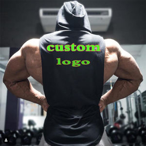 Camiseta Deportiva Personalizada con Capucha y Cremallera para Hombre, 100% Algodón, Sin Mangas, Sudadera con Capucha para Entrenamiento, Chaleco Deportivo con Estampado - Product Image 3