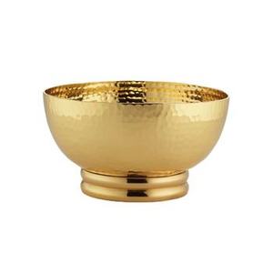 Bol à salade en bois et métal biodégradable, design martelé doré, pour la maison, l'hôtel, le restaurant - Product Image 3