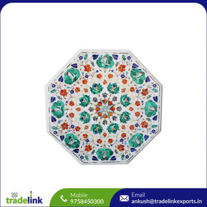 Dessus de table rectangulaire en marbre incrusté de malachite écologique Décor de pierres précieuses naturelles pour comptoir de cuisine et de salon - Product Image 6