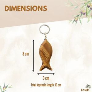 Personalized Eco-Friendly Olive Wood Fish Keychain 8 X 3 cm <b>Custom</b> Engraved Gravure Printed Christian <b>Key</b> Ring Handmade - Product Image 3