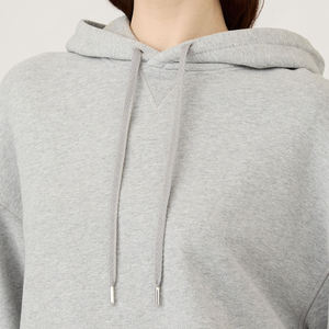 Sweat à capuche décontracté pour femme en coton bouclé de qualité supérieure, coupe ample, toutes saisons, avec poche plaquée et logo frontal - Product Image 4