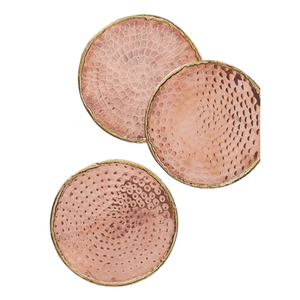 Sous-verres en métal martelé finition cuivre antique, forme ronde, pour la maison et la table de mariage, service de thé et de café - Product Image 1