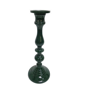 Ensemble décoratif moderne de 2 bougeoirs en aluminium avec revêtement en poudre vert pour décoration de mariage faite à la main en vrac - Product Image 2