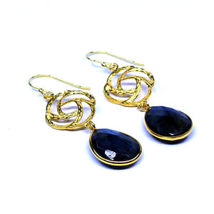 Party Wear Boucles d'oreilles en argent sterling 925 plaqué or Labradorite - Product Image 2