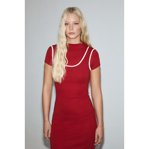 Robe à double col avec passepoil contrastant en tissu extensible doux pour femme GRIMELANGE DEPORTS - Product Image 3
