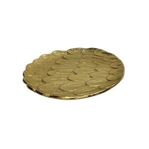 Plateau en aluminium décoratif doré fait à la main plat de service de table abstrait avec texture pour hôtels de restaurant à domicile - Product Image 1