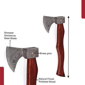 ขวานเหล็กดามัสกัสแบบดั้งเดิม พร้อมน้ำหนักสมดุลและด้ามจับผิวเรียบ สำหรับงานไม้ ขวานเหล็กดามัสกัส - Product Image 2