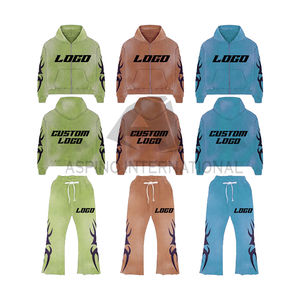 Producteur de survêtement Streetwear de luxe Personnalisation du survêtement en éponge française avec pantalon de survêtement et sweat à capuche EnsembleAcid Wash Design - Product Image 6