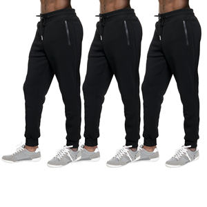 3 PIECE <b>Men's</b> Slim Fit Adjustable Elastic Waist Polyester/Cotton Full-Length <b>Jogger</b> <b>Pants</b> Zipper Pockets Fleece Athletic - Product Image 2