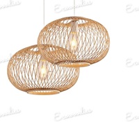 Lampe suspendue d'intérieur élégante et contemporaine en bambou, abat-jour en rotin fait main, lustre pour salon et salle à manger