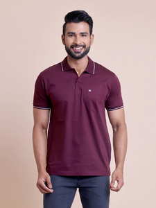 เสื้อยืดผ้าฝ้ายเมอร์เซริสสำหรับคอโปโลแขนครึ่งท่อนใส่สบายสไตล์คลาสสิกมีสไตล์ใส่สบายเนื้อผ้าฝ้าย100% เข้ารูปสีพื้น - Product Image 2