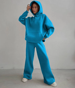 Vêtements de sport personnalisés pour femmes, ensemble de jogging surdimensionné en relief 3D pour l'hiver, survêtements décontractés à col en O, 2 pièces, ensembles de jogging, survêtement - Product Image 2