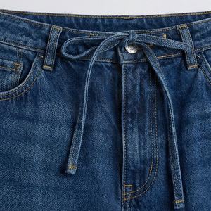 Pantalones Vaqueros de Pierna Ancha de Cintura Alta para Mujer, Holgados, Color Personalizado, con Bolsillos, Transpirables, Casuales de Verano para Dama - Product Image 4